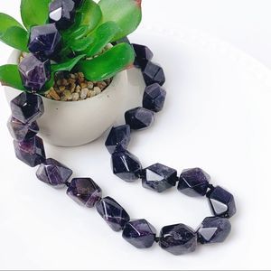 Chunky Dark Amethyst Faceted Nugget Necklace
